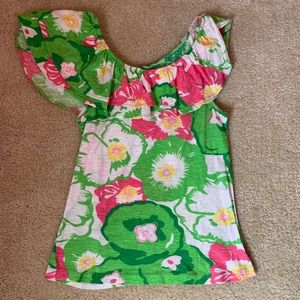 Lilly Pulitzer ruffle shoulder top